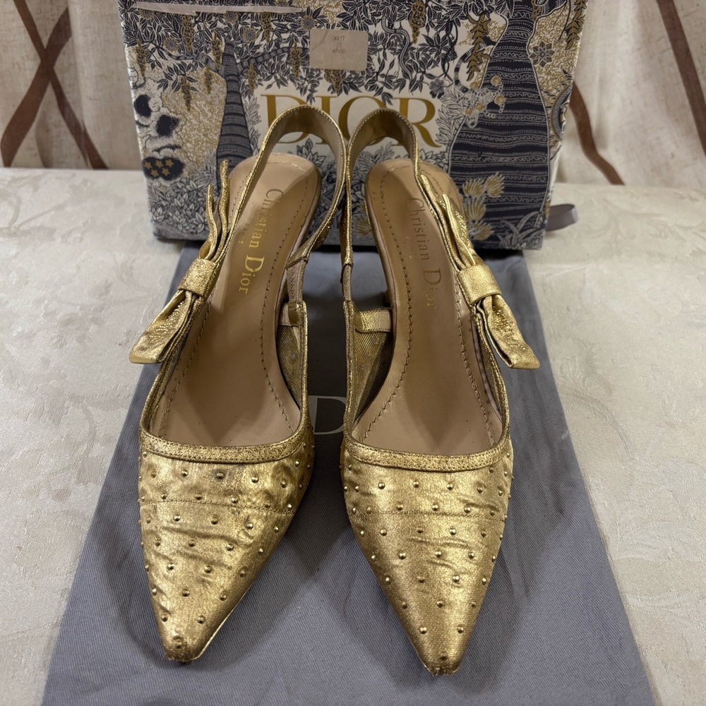 🆕 DiorJ'Dior suede Rhinestone Slingback - Picture 2 of 8